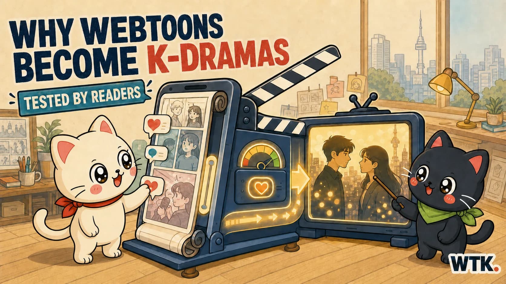 Why Webtoons Become K-Dramas — Bori and Hodu guide a popular phone comic through a story machine that transforms it into a television drama