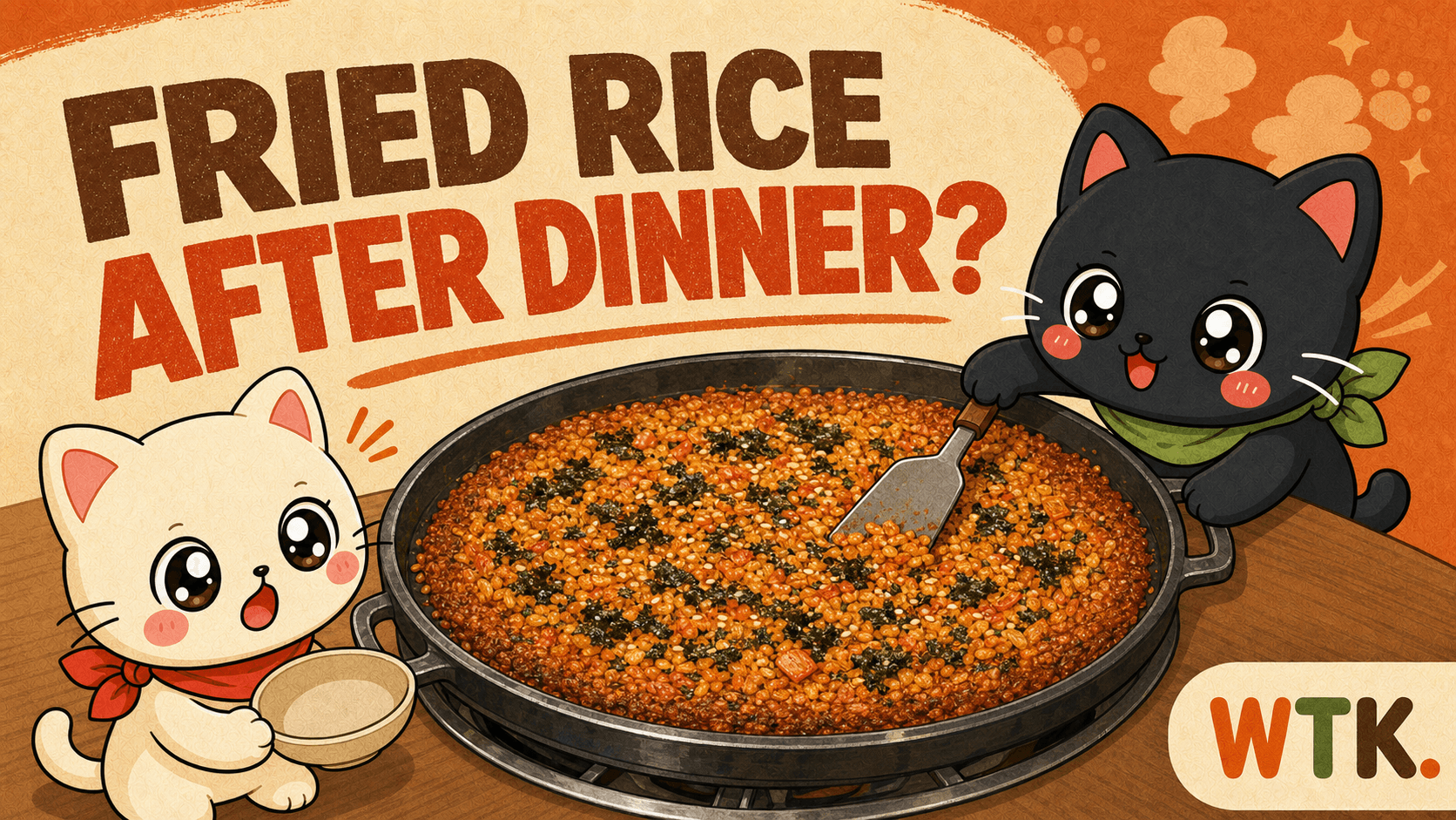 Bori and Hodu turn the sauce left in a Korean tabletop pan into crispy bokkeumbap fried rice
