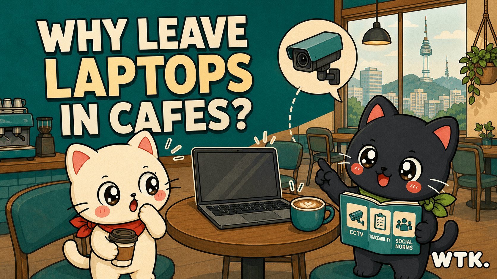 Why Koreans Leave Laptops in Cafes — What the Korea cover art of an unattended laptop in a Korean cafe