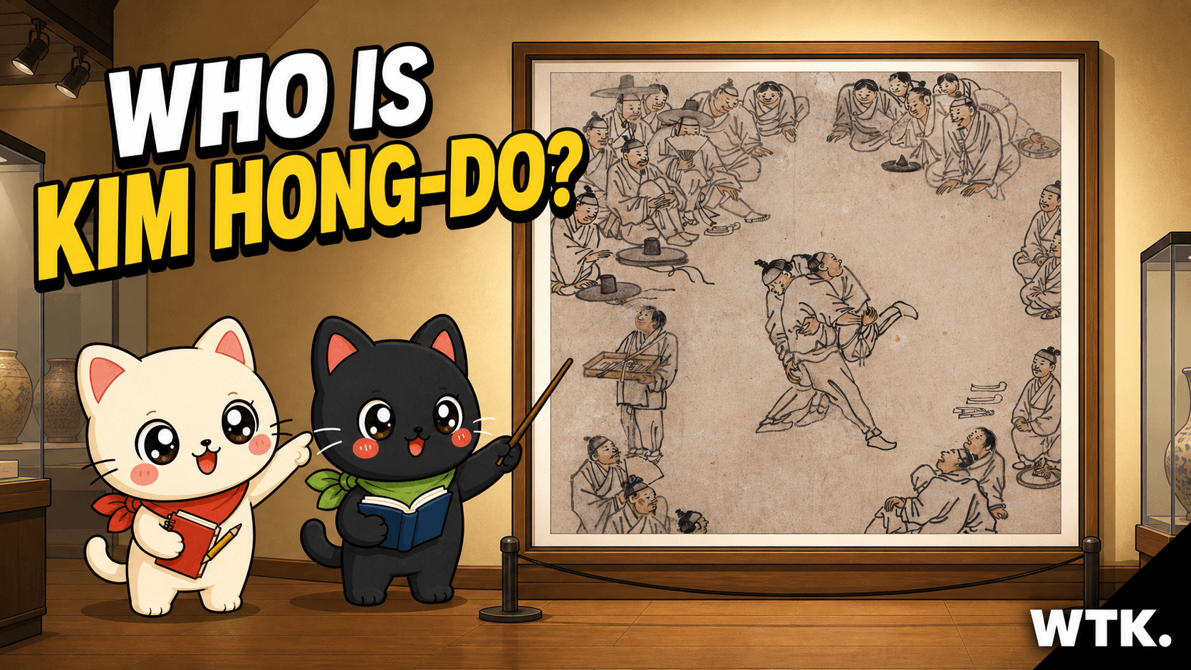 Who Is Kim Hong-do? — Bori and Hodu present Kim Hong-do's actual Ssireum painting in a museum